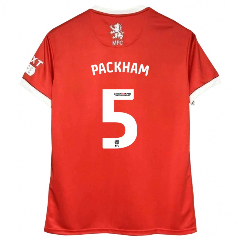 Danxen Kinderen Ellen Packham #5 Rood Wit Thuisshirt Thuistenue 2024/25 T-Shirt
