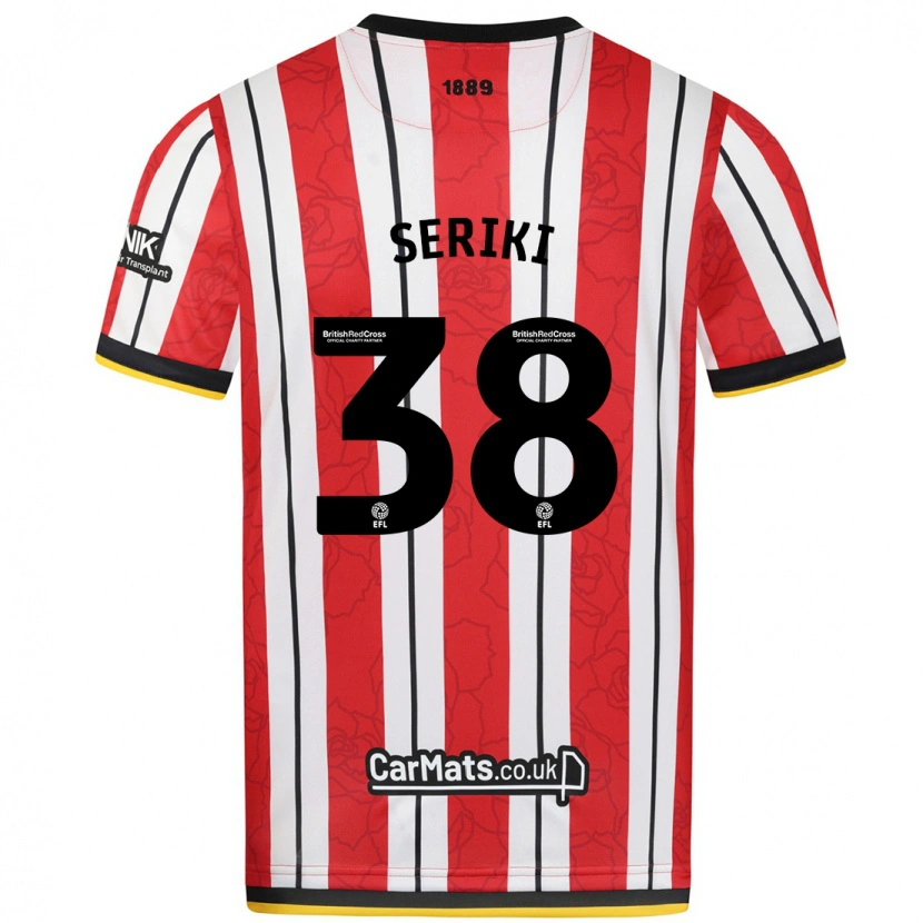 Danxen Kinderen Femi Seriki #38 Rood Witte Strepen Thuisshirt Thuistenue 2024/25 T-Shirt