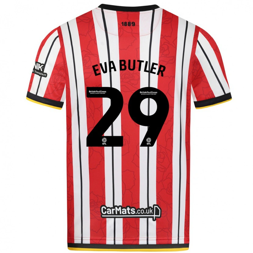 Danxen Kinderen Eva Butler #29 Rood Witte Strepen Thuisshirt Thuistenue 2024/25 T-Shirt