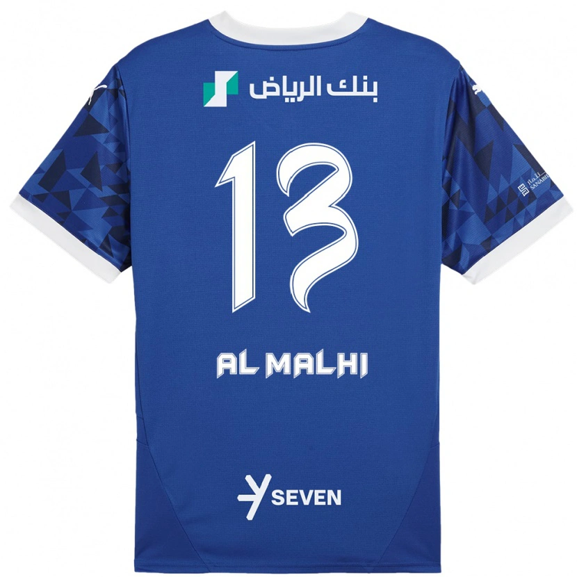 Danxen Kinderen Al Muhra Al-Malhi #13 Donkerblauw Wit Thuisshirt Thuistenue 2024/25 T-Shirt