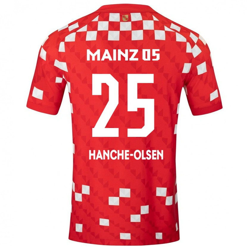 Danxen Kinderen Andreas Hanche-Olsen #25 Wit Rood Thuisshirt Thuistenue 2024/25 T-Shirt