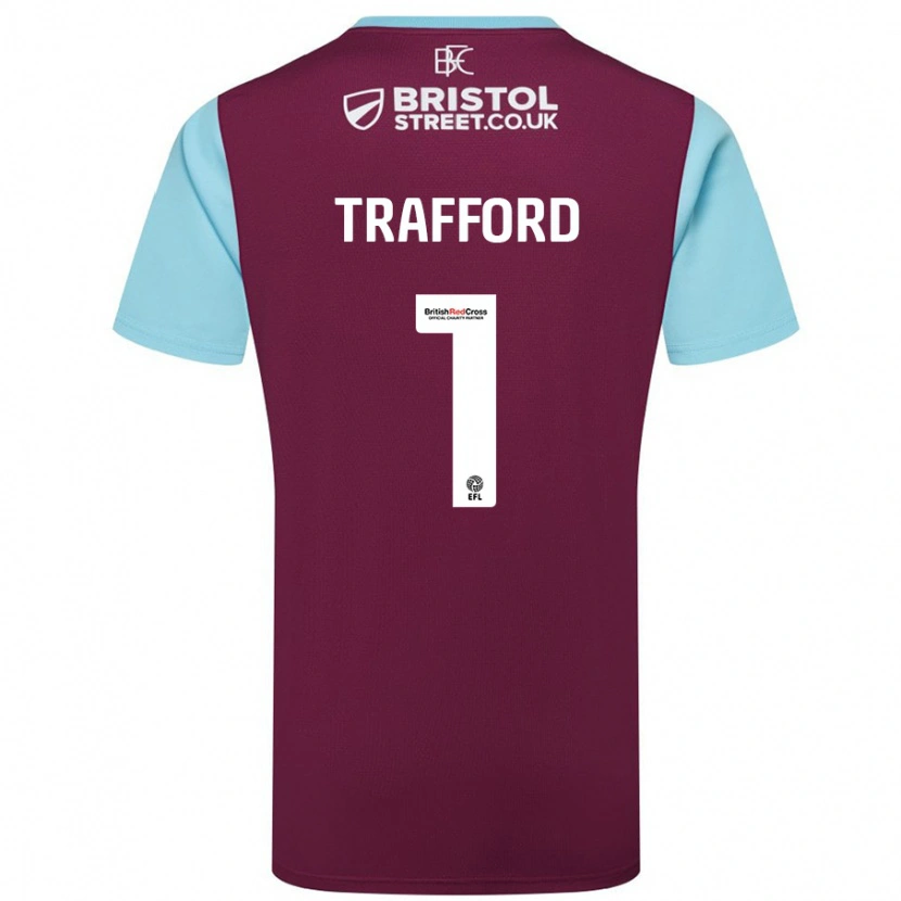 Danxen Kinderen James Trafford #1 Bordeauxrood Hemelsblauw Thuisshirt Thuistenue 2024/25 T-Shirt