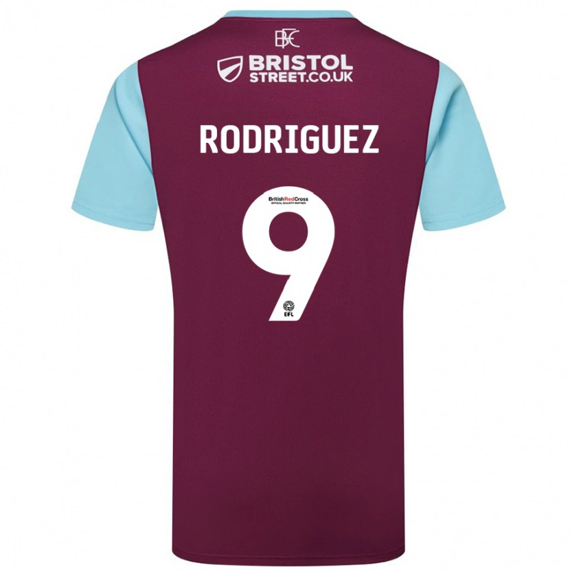 Danxen Kinderen Jay Rodríguez #9 Bordeauxrood Hemelsblauw Thuisshirt Thuistenue 2024/25 T-Shirt