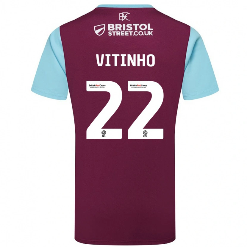 Danxen Kinderen Vitinho #22 Bordeauxrood Hemelsblauw Thuisshirt Thuistenue 2024/25 T-Shirt
