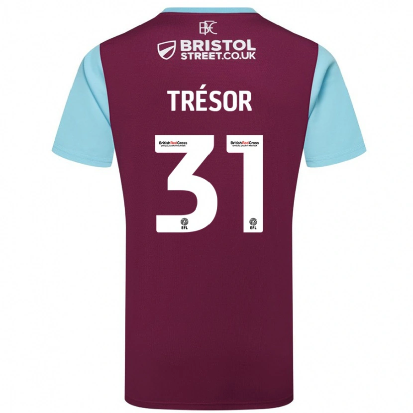 Danxen Kinderen Mike Trésor #31 Bordeauxrood Hemelsblauw Thuisshirt Thuistenue 2024/25 T-Shirt