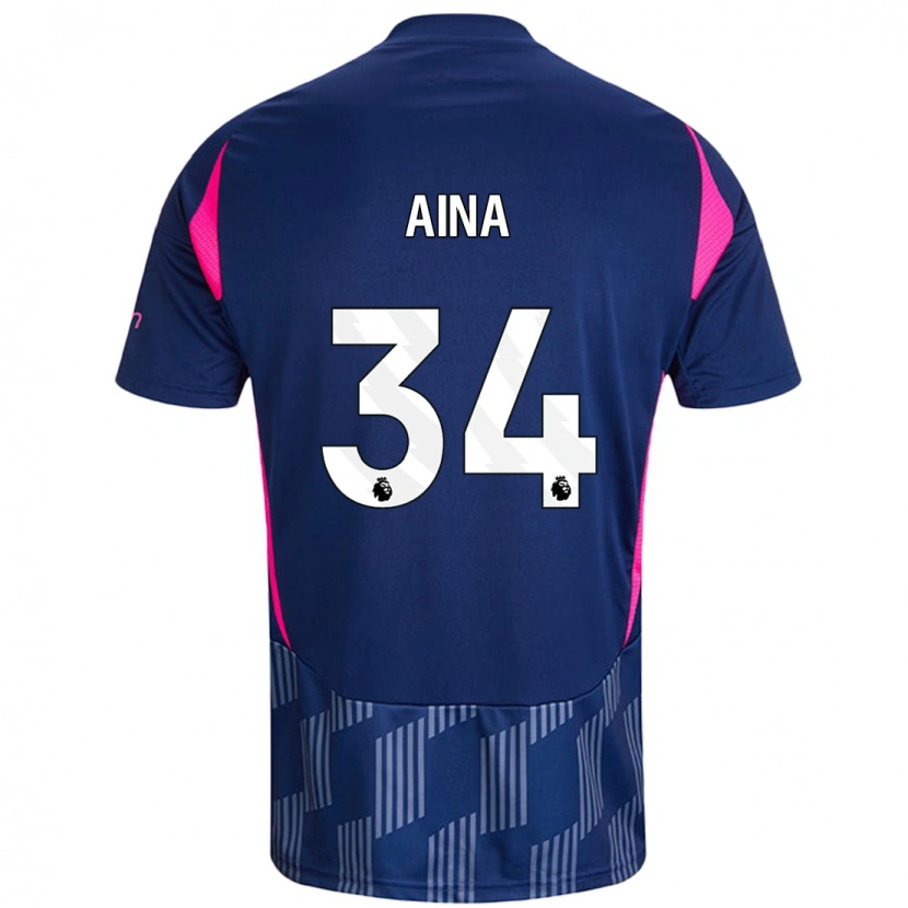 Danxen Kinderen Ola Aina #34 Koningsblauw Roze Uitshirt Uittenue 2024/25 T-Shirt