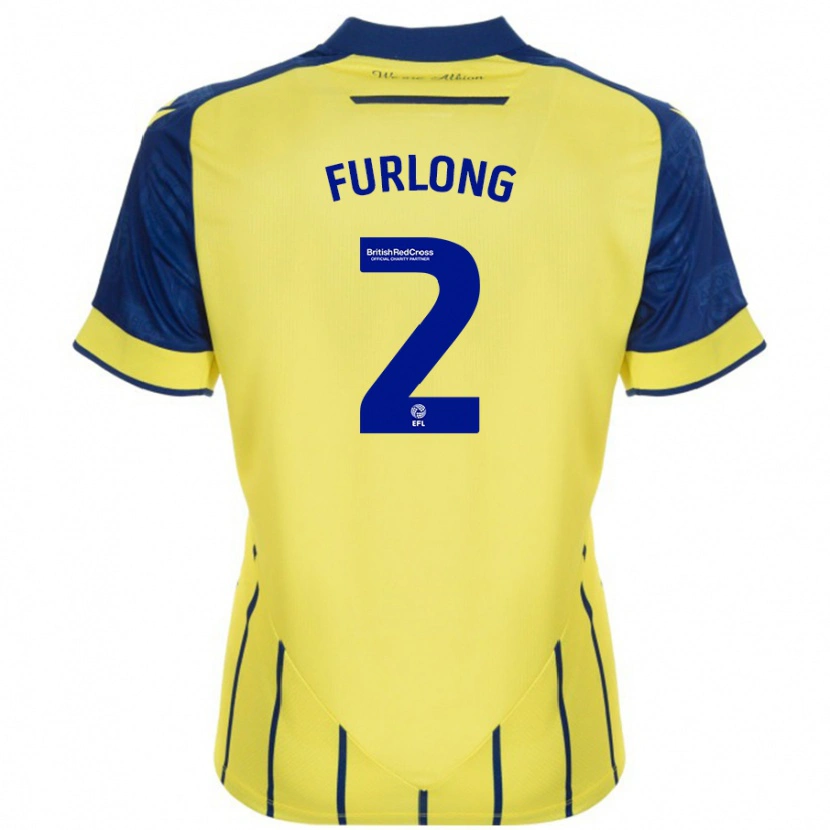 Danxen Kinderen Darnell Furlong #2 Geel Blauw Uitshirt Uittenue 2024/25 T-Shirt