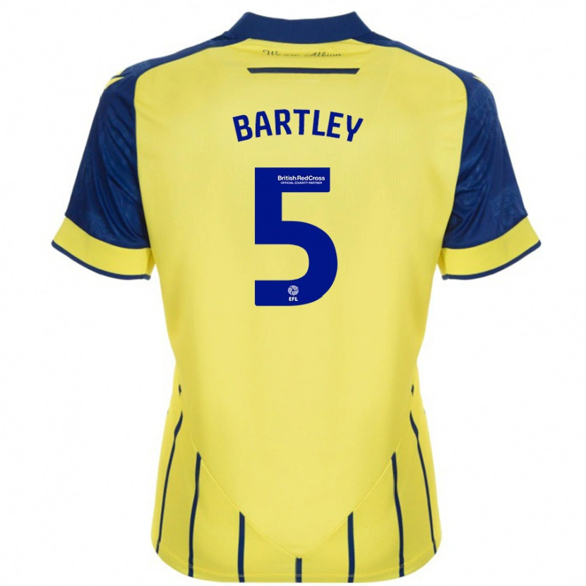 Danxen Kinderen Kyle Bartley #5 Geel Blauw Uitshirt Uittenue 2024/25 T-Shirt