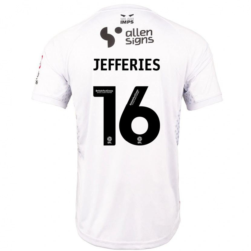 Danxen Kinderen Dom Jefferies #16 Rood Wit Uitshirt Uittenue 2024/25 T-Shirt