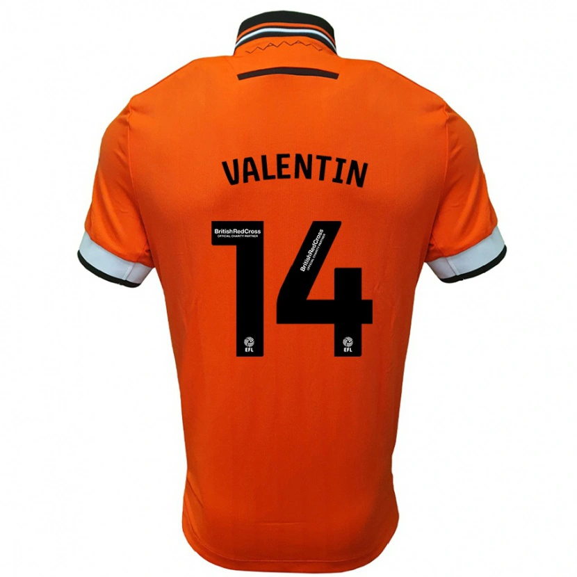 Danxen Kinderen Pol Valentín #14 Oranje Wit Uitshirt Uittenue 2024/25 T-Shirt