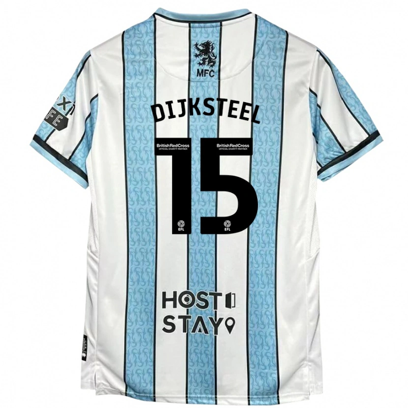 Danxen Kinderen Anfernee Dijksteel #15 Witblauw Uitshirt Uittenue 2024/25 T-Shirt