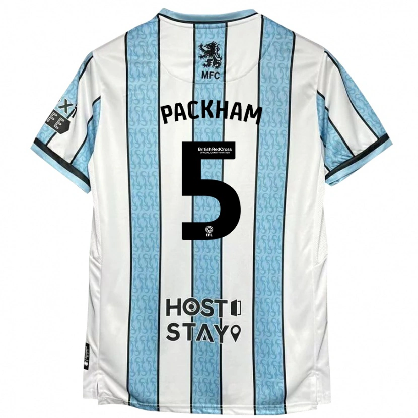 Danxen Kinderen Ellen Packham #5 Witblauw Uitshirt Uittenue 2024/25 T-Shirt