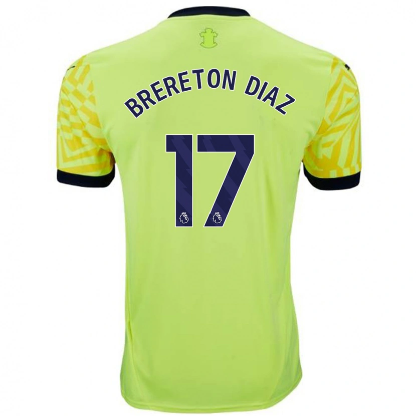 Danxen Kinderen Ben Brereton Díaz #17 Geel Uitshirt Uittenue 2024/25 T-Shirt