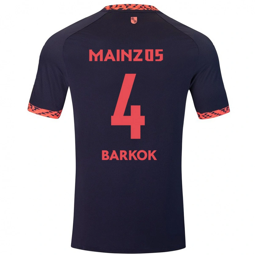 Danxen Kinderen Aymen Barkok #4 Blauw Koraalrood Uitshirt Uittenue 2024/25 T-Shirt