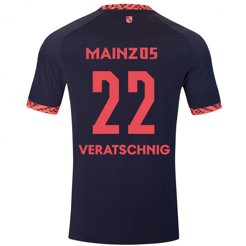 Danxen Kinderen Nikolas Veratschnig #22 Blauw Koraalrood Uitshirt Uittenue 2024/25 T-Shirt