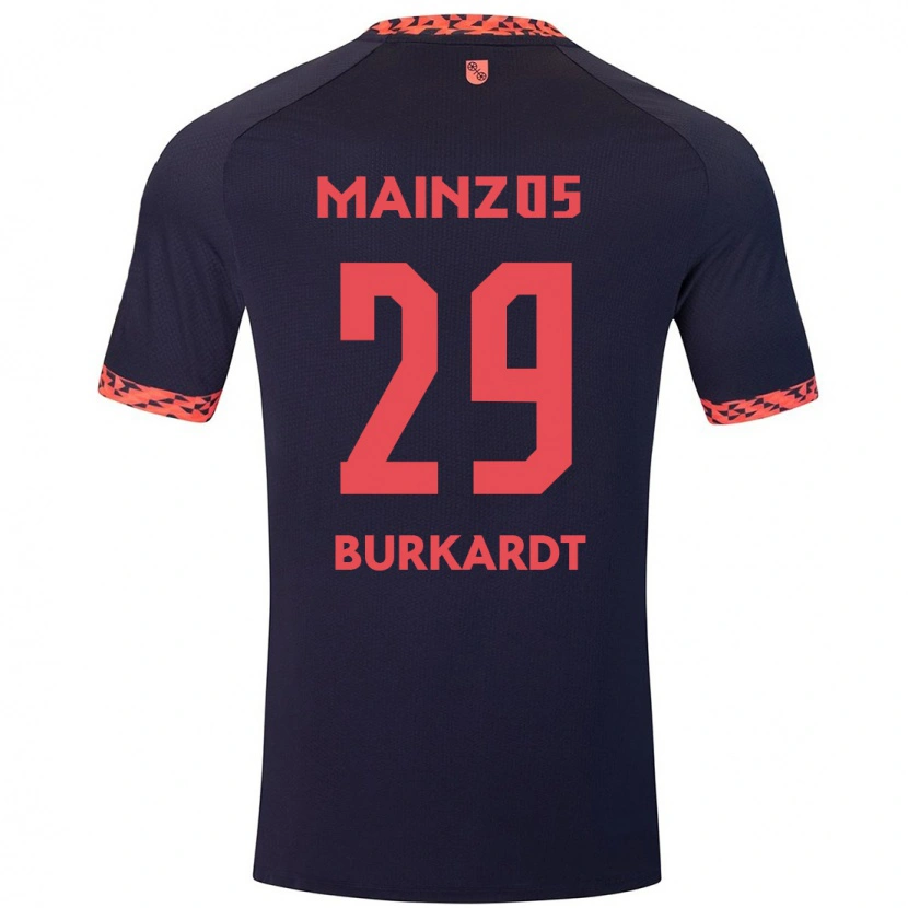 Danxen Kinderen Jonathan Burkardt #29 Blauw Koraalrood Uitshirt Uittenue 2024/25 T-Shirt
