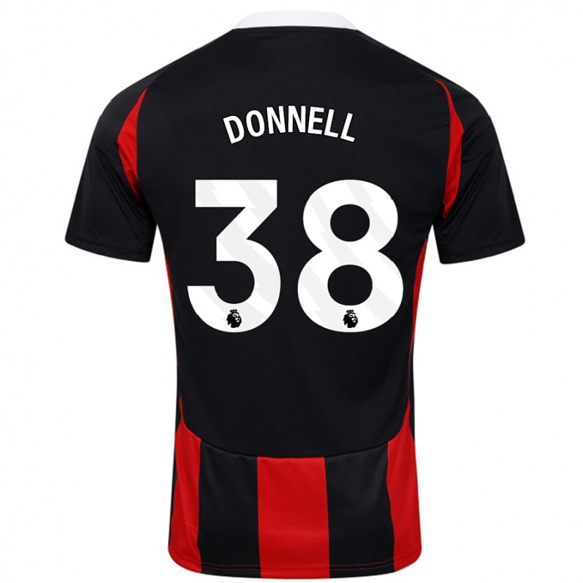 Danxen Kinderen Chris Donnell #38 Zwart Rood Uitshirt Uittenue 2024/25 T-Shirt