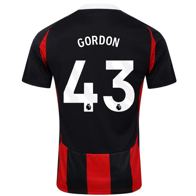Danxen Kinderen Lemar Gordon #43 Zwart Rood Uitshirt Uittenue 2024/25 T-Shirt