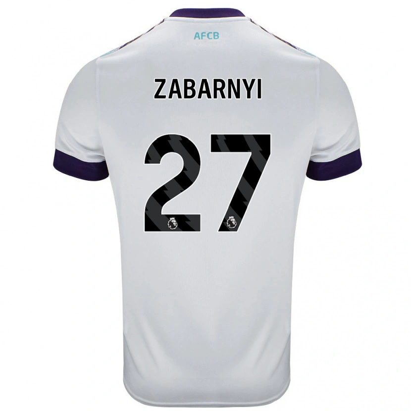 Danxen Kinderen Ilya Zabarnyi #27 Wit Groen Paars Uitshirt Uittenue 2024/25 T-Shirt