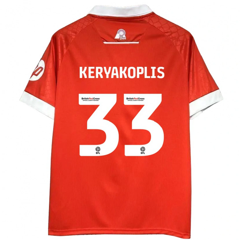 Danxen Heren Hannah Keryakoplis #33 Rood Wit Thuisshirt Thuistenue 2024/25 T-Shirt