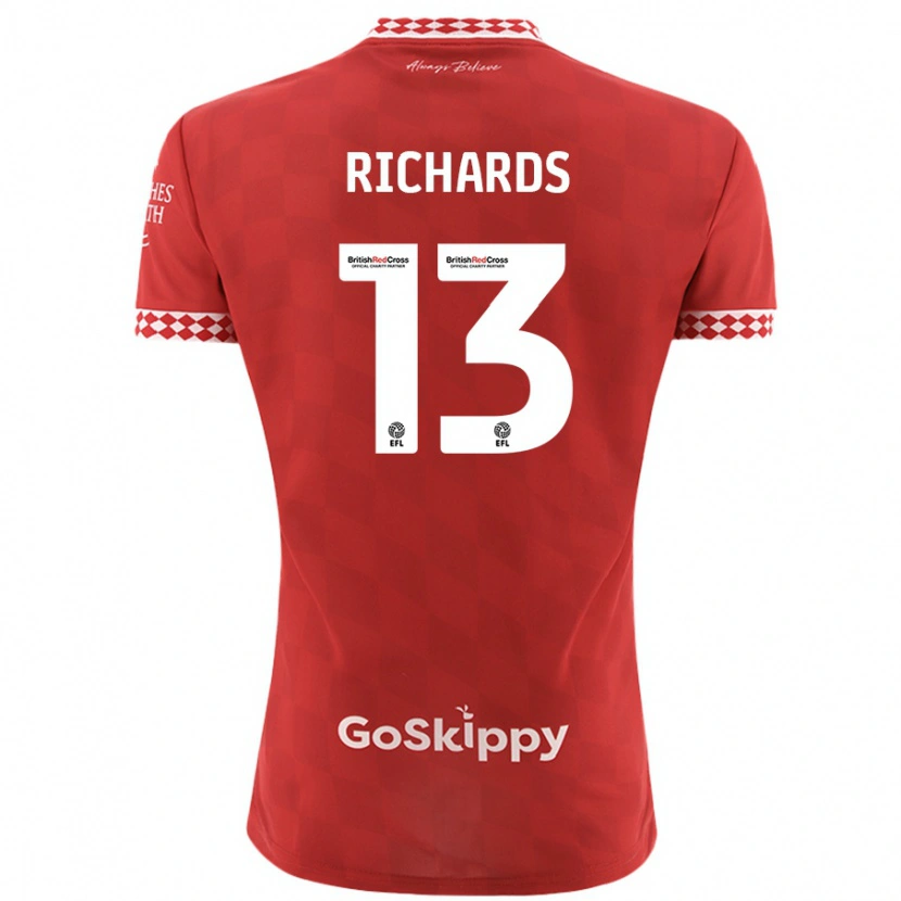 Danxen Heren Harvey Wiles-Richards #13 Rood Thuisshirt Thuistenue 2024/25 T-Shirt
