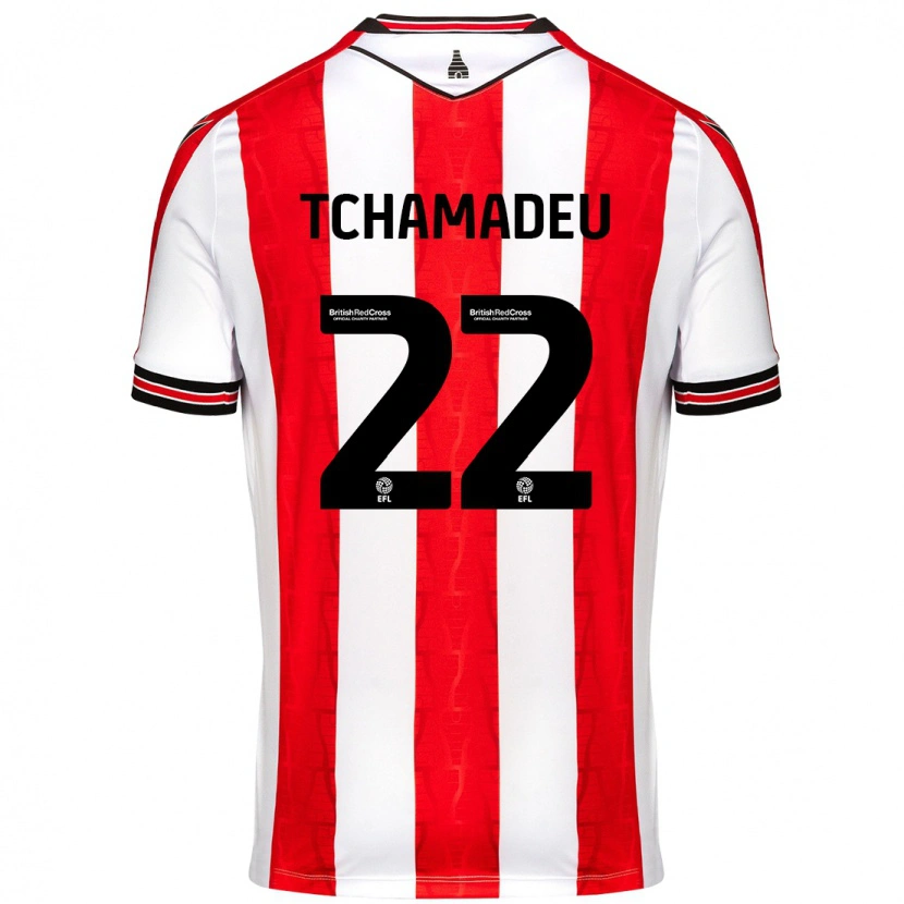 Danxen Heren Junior Tchamadeu #22 Rood Wit Thuisshirt Thuistenue 2024/25 T-Shirt