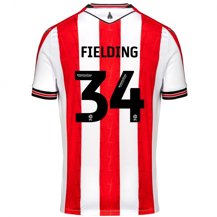 Danxen Heren Frank Fielding #34 Rood Wit Thuisshirt Thuistenue 2024/25 T-Shirt