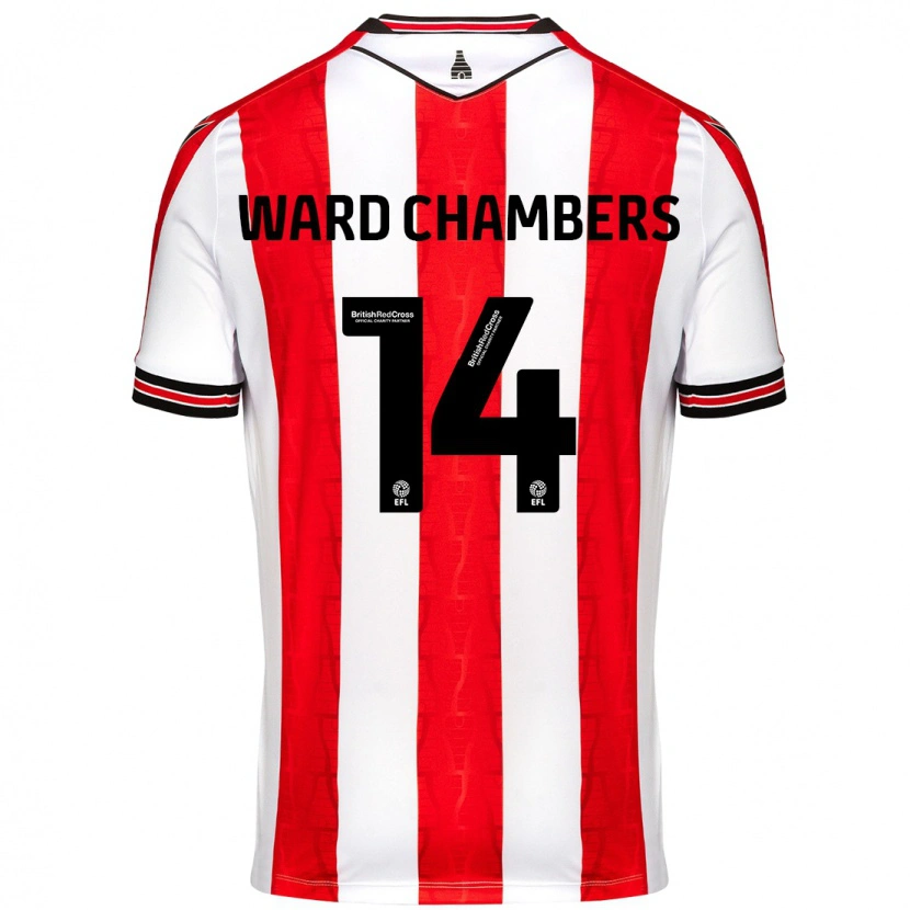 Danxen Heren Courtnay Ward-Chambers #14 Rood Wit Thuisshirt Thuistenue 2024/25 T-Shirt
