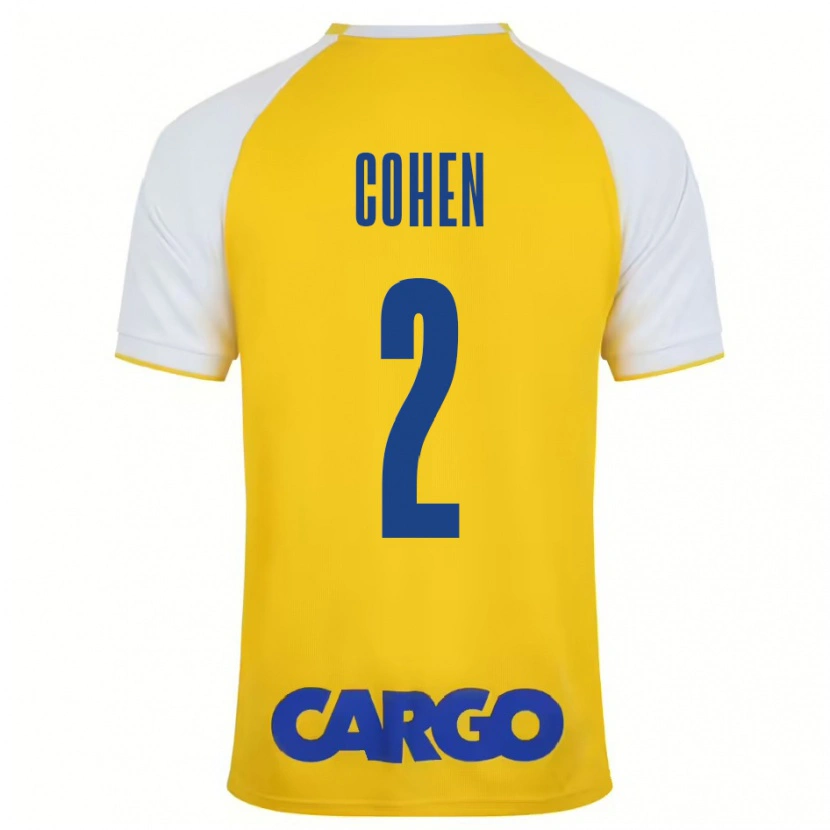 Danxen Heren Avishay Cohen #2 Geel Wit Thuisshirt Thuistenue 2024/25 T-Shirt
