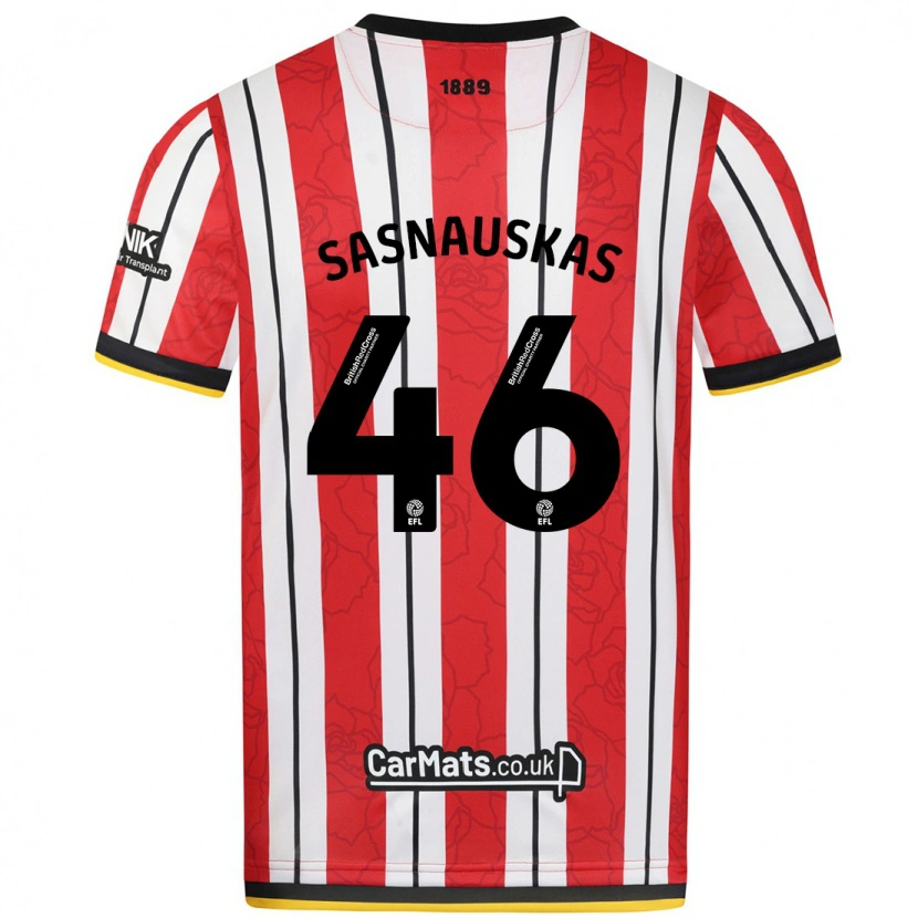 Danxen Heren Dovydas Sasnauskas #46 Rood Witte Strepen Thuisshirt Thuistenue 2024/25 T-Shirt
