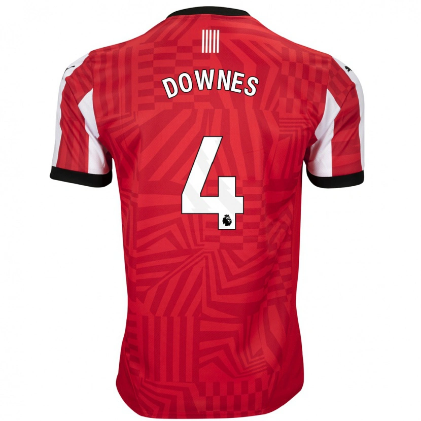 Danxen Heren Flynn Downes #4 Rood Wit Thuisshirt Thuistenue 2024/25 T-Shirt