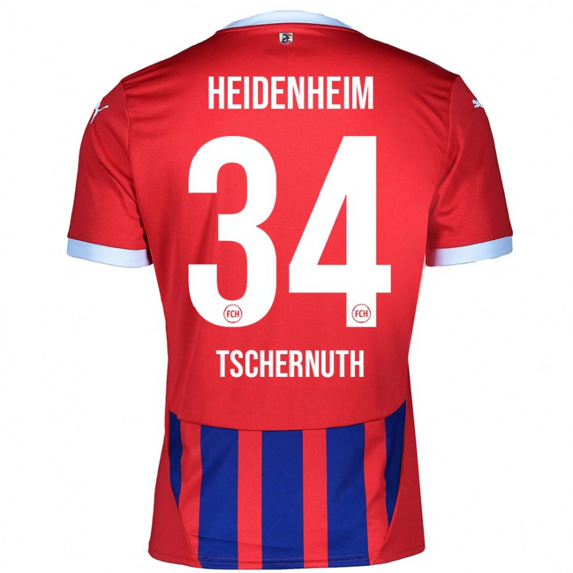 Danxen Heren Paul Tschernuth #34 Rood Blauw Thuisshirt Thuistenue 2024/25 T-Shirt