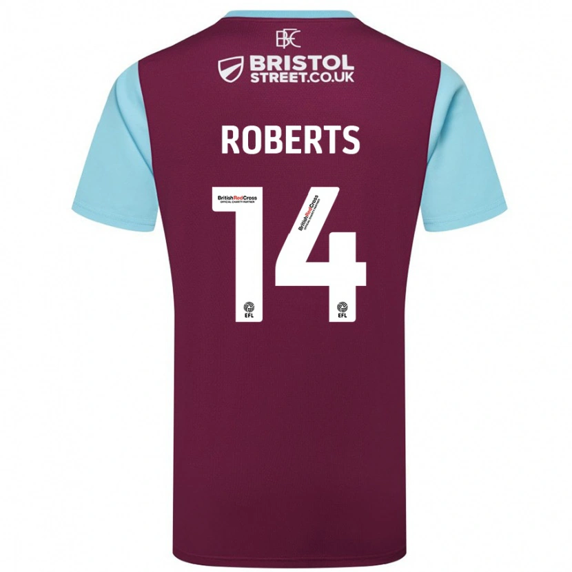Danxen Heren Connor Roberts #14 Bordeauxrood Hemelsblauw Thuisshirt Thuistenue 2024/25 T-Shirt