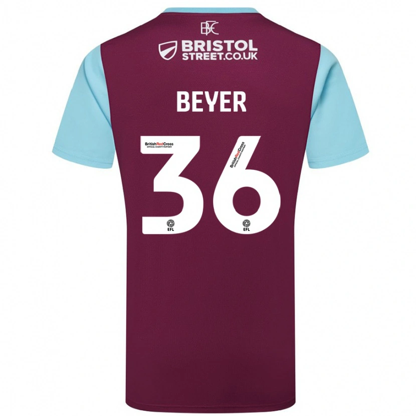 Danxen Heren Jordan Beyer #36 Bordeauxrood Hemelsblauw Thuisshirt Thuistenue 2024/25 T-Shirt