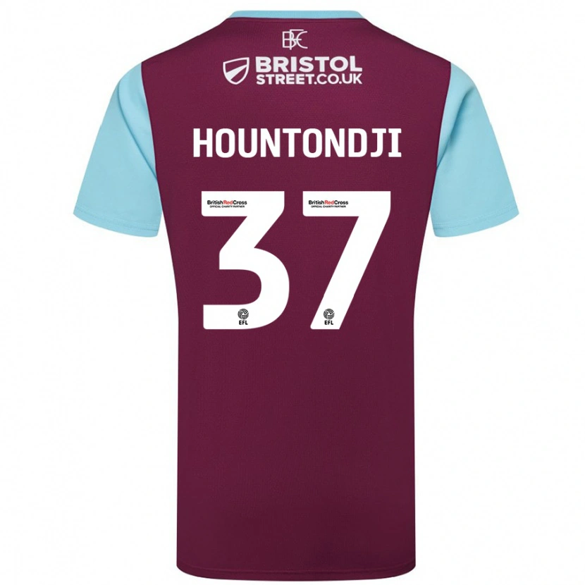 Danxen Heren Andreas Hountondji #37 Bordeauxrood Hemelsblauw Thuisshirt Thuistenue 2024/25 T-Shirt