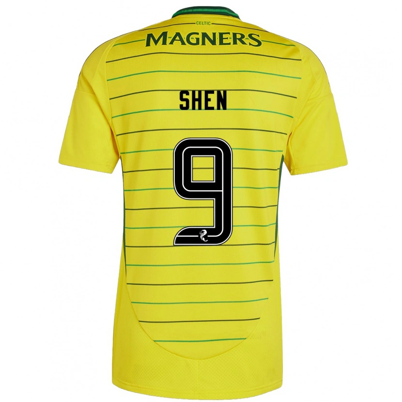Danxen Heren Shen Mengyu #9 Geel Uitshirt Uittenue 2024/25 T-Shirt