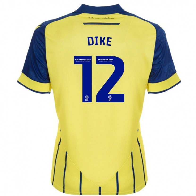 Danxen Heren Daryl Dike #12 Geel Blauw Uitshirt Uittenue 2024/25 T-Shirt