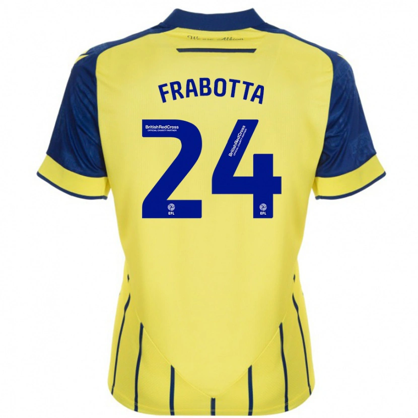 Danxen Heren Gianluca Frabotta #24 Geel Blauw Uitshirt Uittenue 2024/25 T-Shirt