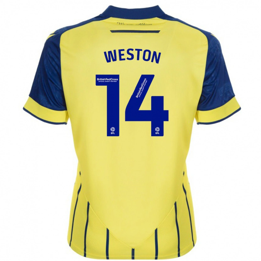 Danxen Heren Steph Weston #14 Geel Blauw Uitshirt Uittenue 2024/25 T-Shirt