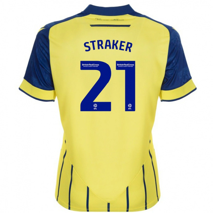 Danxen Heren Jannelle Straker #21 Geel Blauw Uitshirt Uittenue 2024/25 T-Shirt