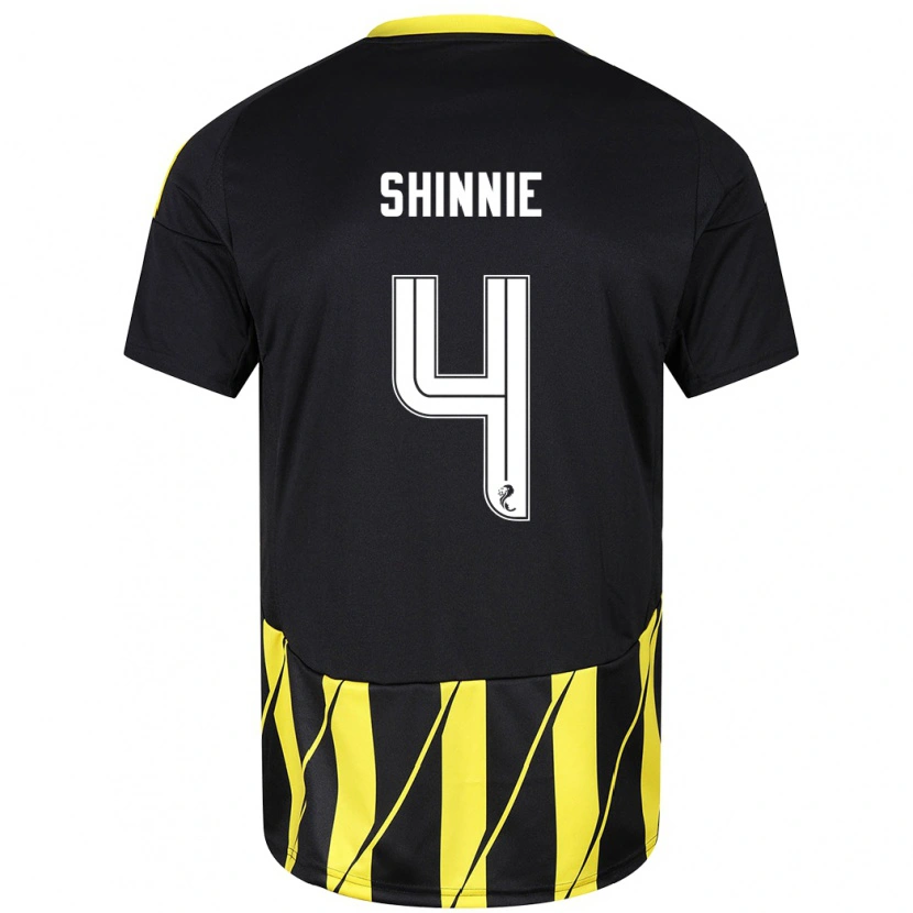 Danxen Heren Graeme Shinnie #4 Zwart Geel Uitshirt Uittenue 2024/25 T-Shirt