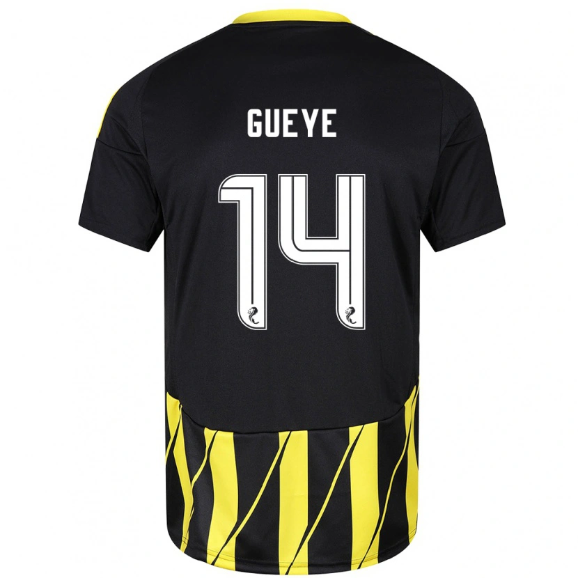 Danxen Heren Pape Habib Guèye #14 Zwart Geel Uitshirt Uittenue 2024/25 T-Shirt