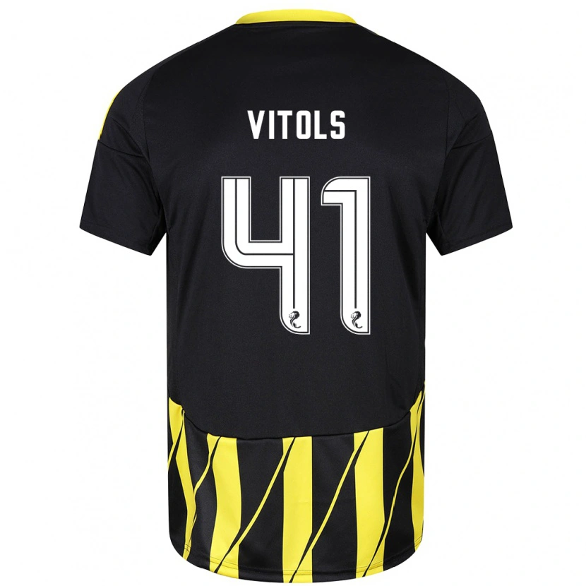 Danxen Heren Rodrigo Vitols #41 Zwart Geel Uitshirt Uittenue 2024/25 T-Shirt