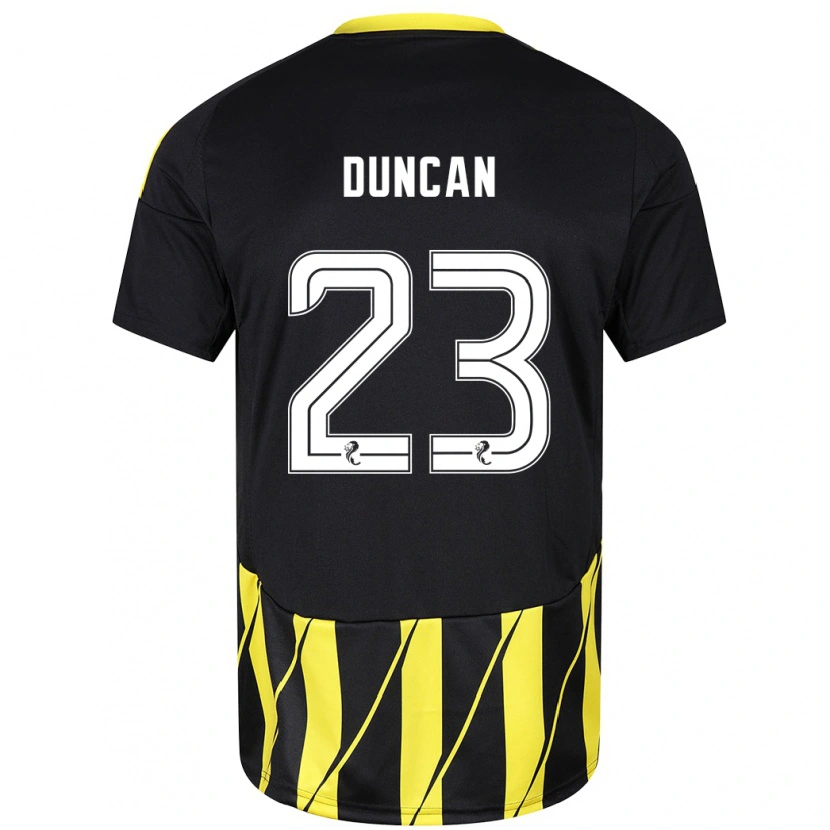 Danxen Heren Ryan Duncan #23 Zwart Geel Uitshirt Uittenue 2024/25 T-Shirt