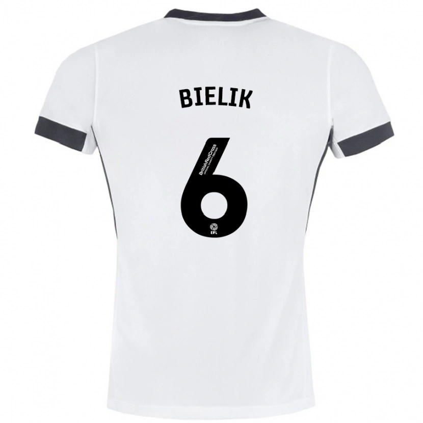 Danxen Heren Krystian Bielik #6 Wit Zwart Uitshirt Uittenue 2024/25 T-Shirt
