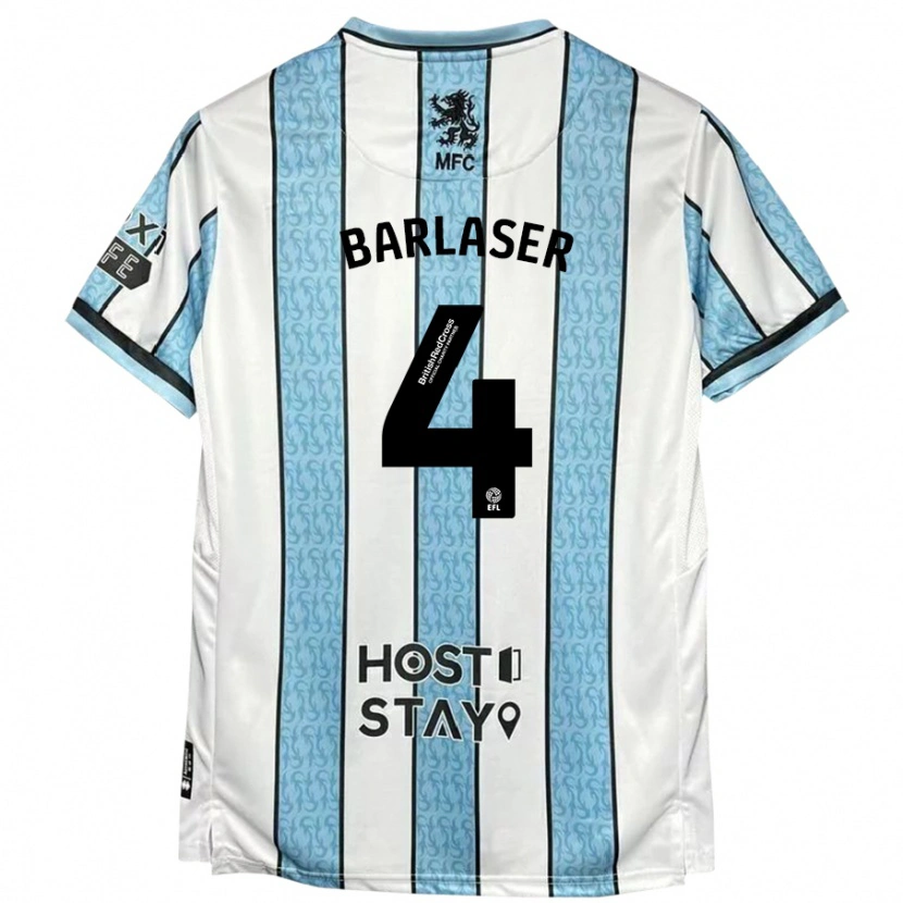 Danxen Heren Dan Barlaser #4 Witblauw Uitshirt Uittenue 2024/25 T-Shirt