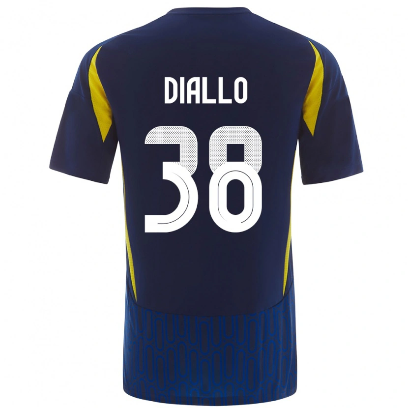 Danxen Heren Aminata Diallo #38 Blauw Geel Uitshirt Uittenue 2024/25 T-Shirt