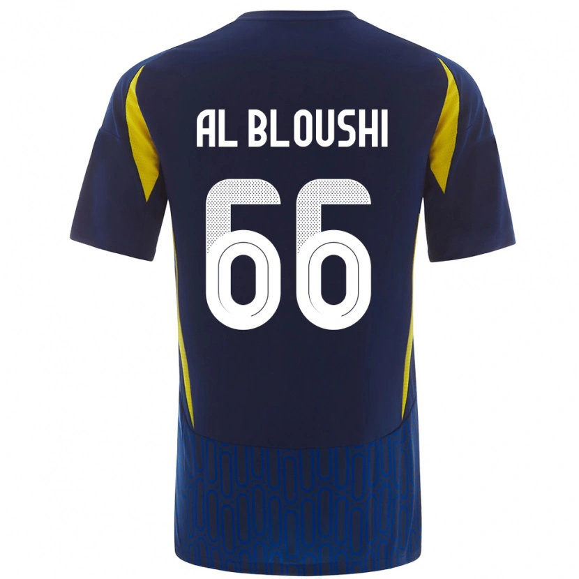 Danxen Heren Reem Al-Bloushi #66 Blauw Geel Uitshirt Uittenue 2024/25 T-Shirt