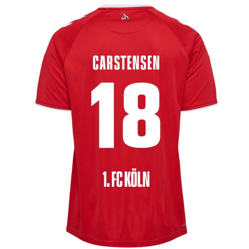 Danxen Heren Rasmus Carstensen #18 Rood Wit Uitshirt Uittenue 2024/25 T-Shirt