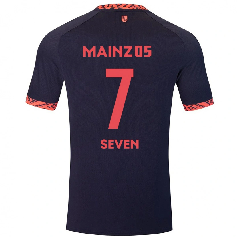 Danxen Heren Justin Seven #7 Blauw Koraalrood Uitshirt Uittenue 2024/25 T-Shirt